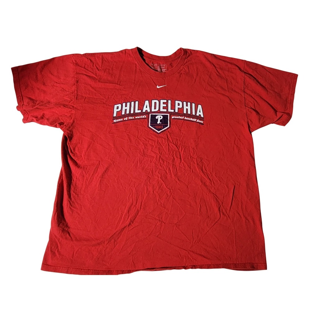 Nike Team Philadelphia Phillies Red Graphic T-Shirt Mens XL MLB Baseball Tee